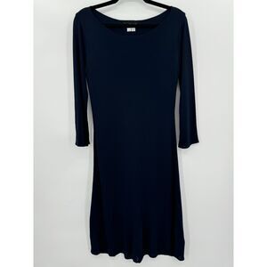 YIGAL AZROUEL Navy Blue Long Sleeve Midi Dress Size 3 S
